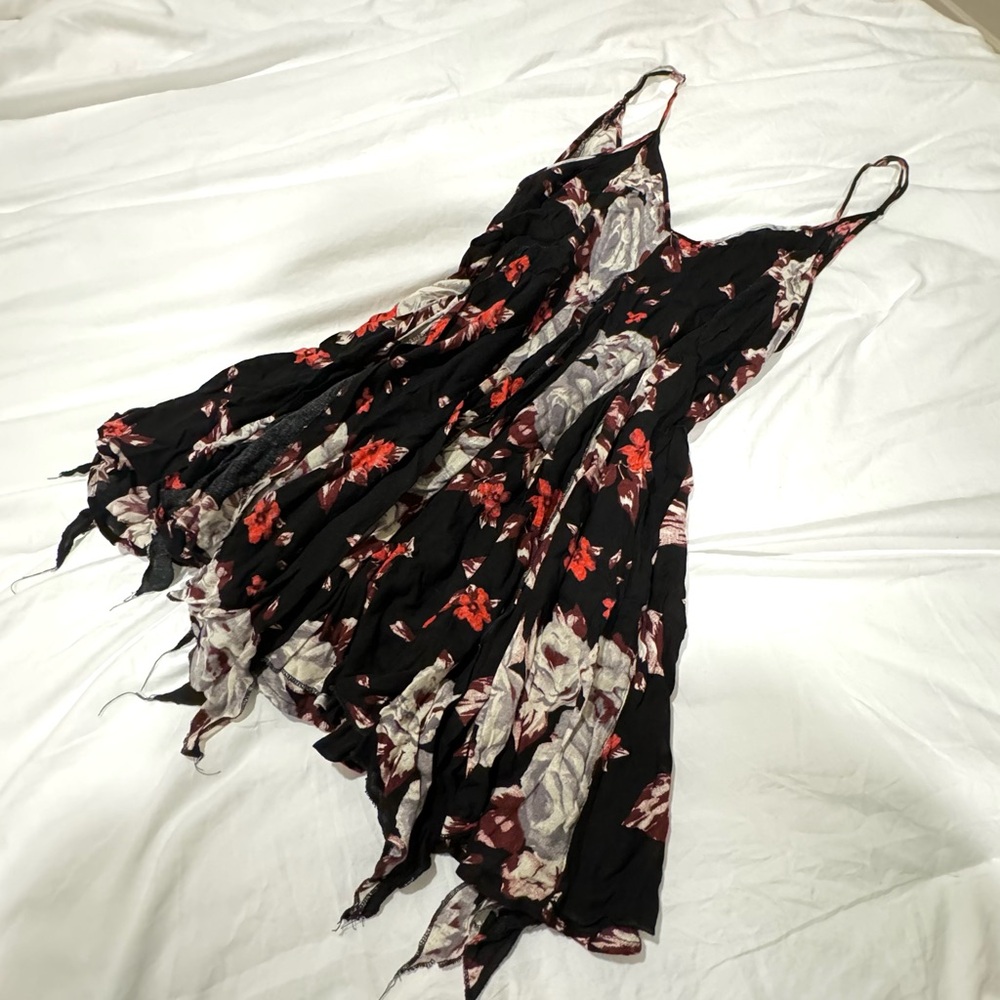 free people alyson pleated slip dress in black combo - Picture 3 of 4
